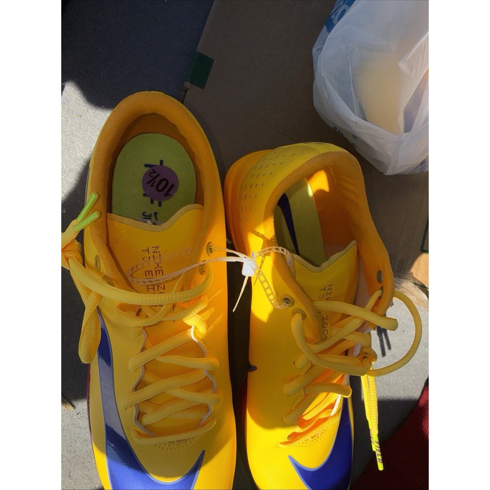 Nike Zoom TJ Elite Triple Jump Spikes Shoes Yellow Blue Mens 10.5 Track Field